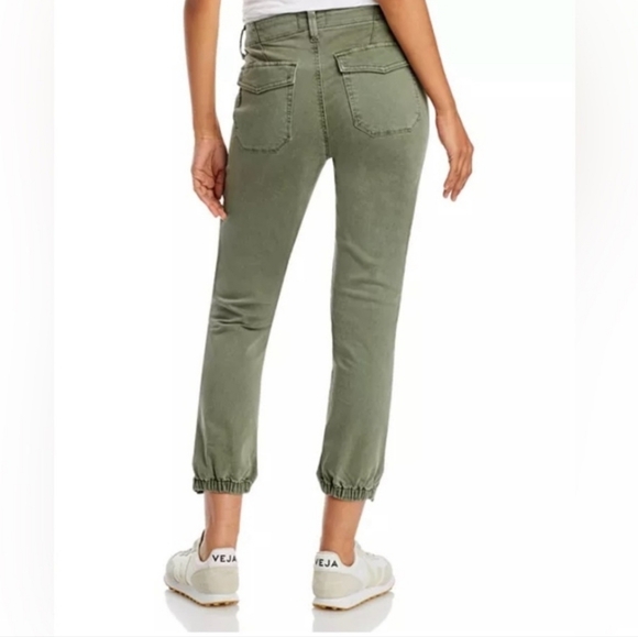 PAIGE Mayslie Women's Cropped Jogger Pants Jeans Green Ruched Hem Size 28 - Picture 2 of 8